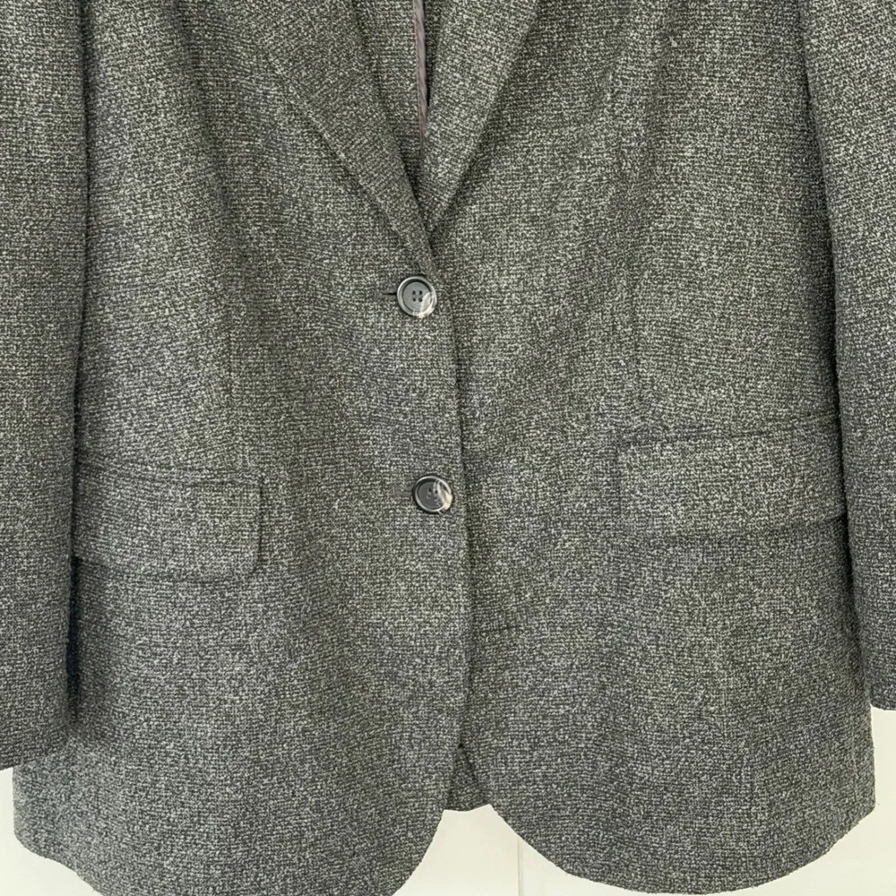 J. Jill Blazer Jacket Gray‎ Career Office Wool Blend Knit Classic Stretch Medium